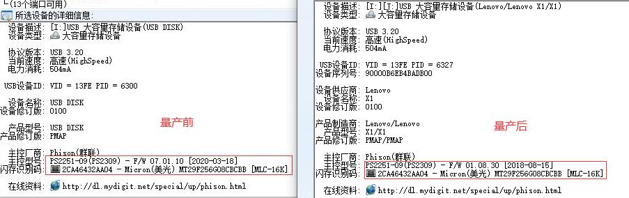 群联PS2251-09 U盘信息量产前后对比