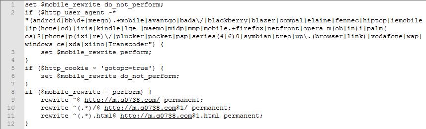 nginx实现PC端和移动端自动跳转